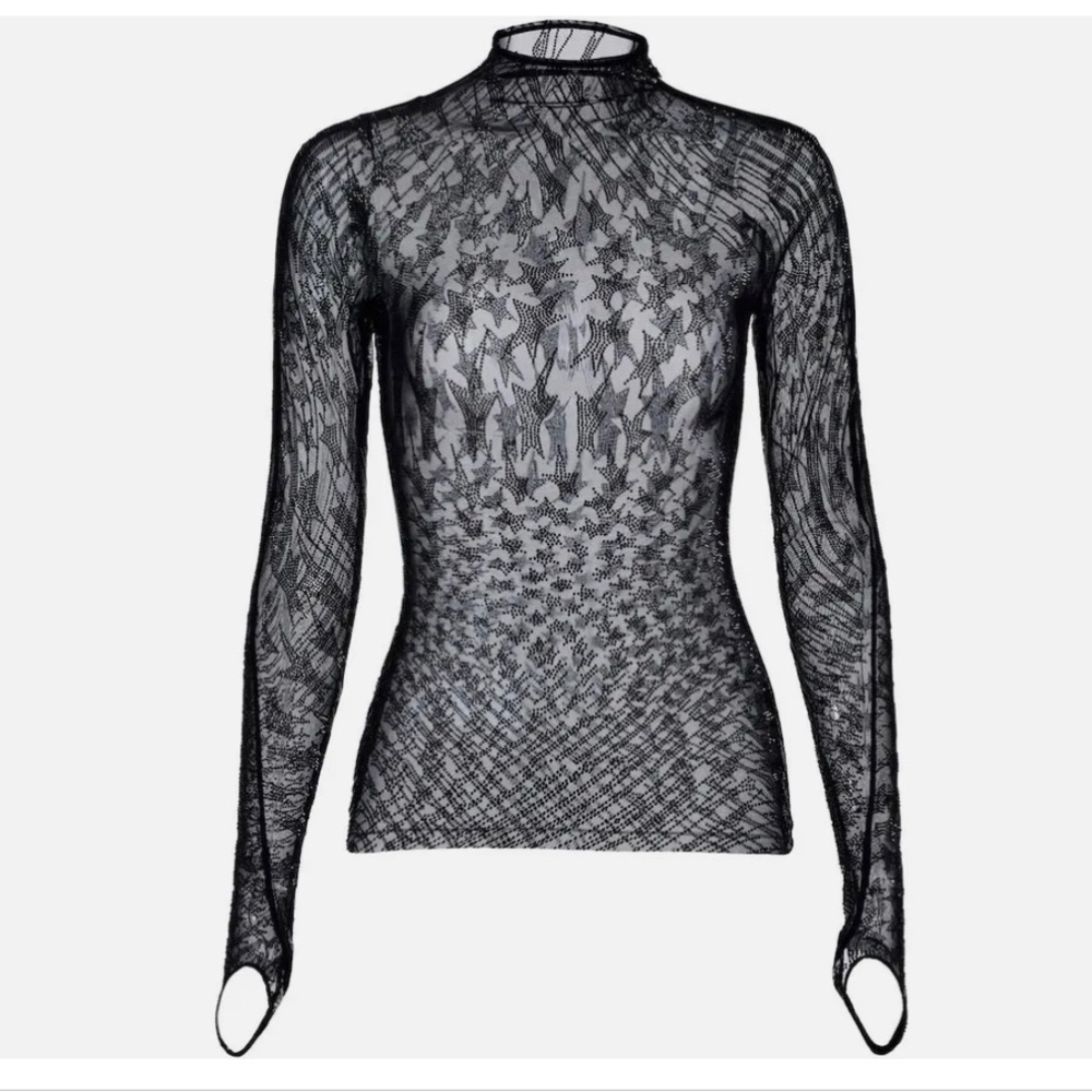 MUGLER X H&M Rhinestone-embellished mesh top XL